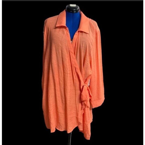 TIME & TRU Orange Top Wrap 3/4 Sleeves Size XL New With Tags - Picture 4 of 12